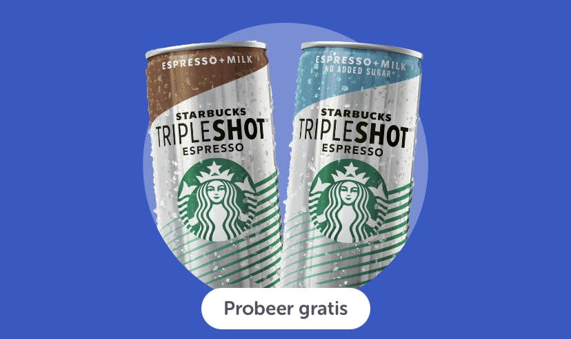 Gratis blikje Starbucks Tripleshot Espresso.