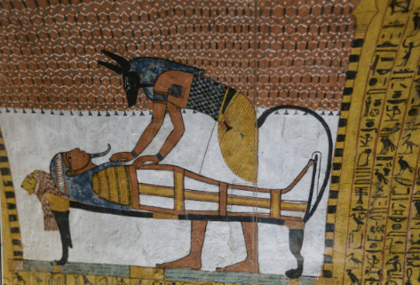 Scène uit een graftombe in Deir el-Medina Village, Luxor, Egypte.